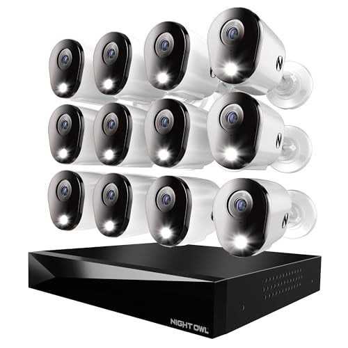 Night Owl 2-Way Audio 20 Channel DVR Video Home Security Camera System with (12) Wired 4K HD Indoor/Outdoor Deterrence Cameras and 2TB Hard Drive (Add up to 4 Wi-Fi Cameras) (12 Camera) - Image 1