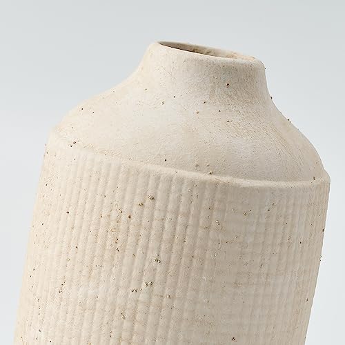SIDUCAL Ceramic Rustic Farmhouse Vase | 7 Inch Pottery Decorative Flower Sand Glaze Finish Boho Vase for Home Decor, Table, Living Room, Bathroom Decoration, Shelf Decor, Mantel, White - Image 5