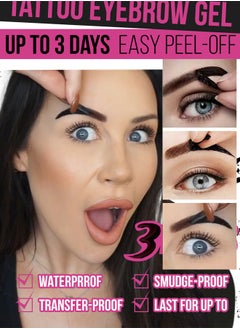 DNMBeauty Tattoo Brow - UP TO 3 Days,Easy Peel Off Tint, Long Lasting Peel Off Tattoo Brow Gel Peel Off Tint Eyebrow Gel with Mascara Brush and Three Eyebrow Shapes, Natural Color 03# Black  - Image 3