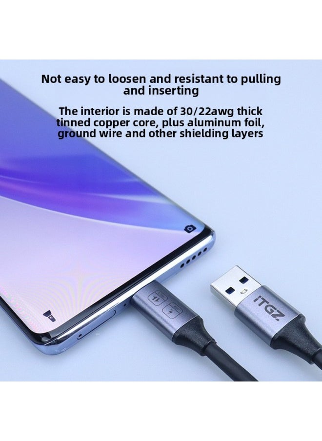 Generic - ITGZ 10Gbps High-speed Data Cable Is Suitable For Mobile Phone Computer Hard Disk Box Type-C Data Transmission Line-Color:[10Gbps Aluminum Sleeve High-speed Data Cable USB-A To Type-C] Length: 50cm - Image 1