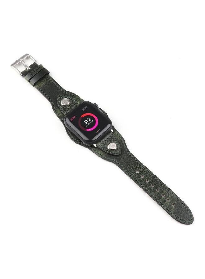 NIBEMINENT Replacement Watchband For Apple Watch Discolored Oil Wax Green - Image 2