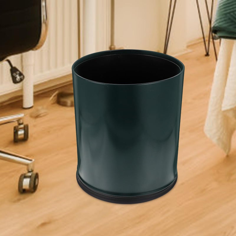 Fire Resistant Plastic Trash Can With Lid 10L Green Waste Bin For Kitchen Bathroom Bedroom - Image 5