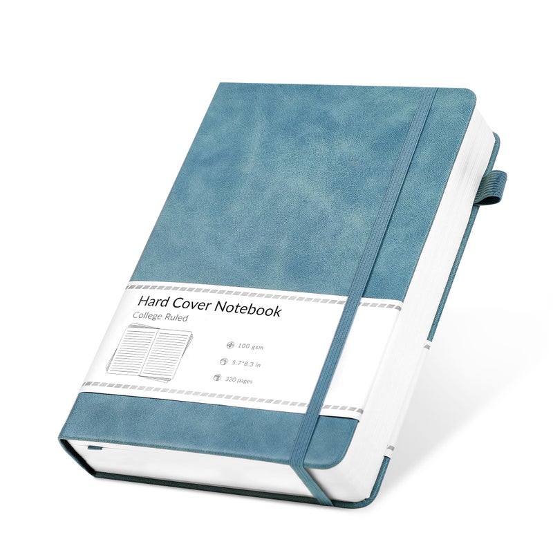 CAGIE Lined Journal Notebook, 320 Pages College Ruled Notebook, 100 Gsm Paper Thick Journal, A5 Hardcover Leather Journals for Writing Women Men, 5.7x8.3 In, Blue - Image 1