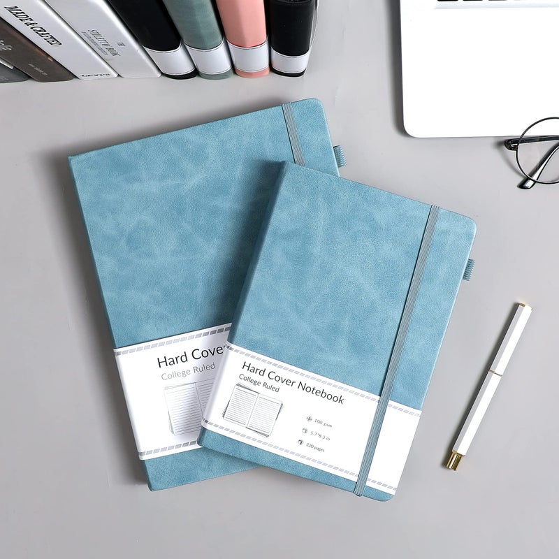 CAGIE Lined Journal Notebook, 320 Pages College Ruled Notebook, 100 Gsm Paper Thick Journal, A5 Hardcover Leather Journals for Writing Women Men, 5.7x8.3 In, Blue - Image 4