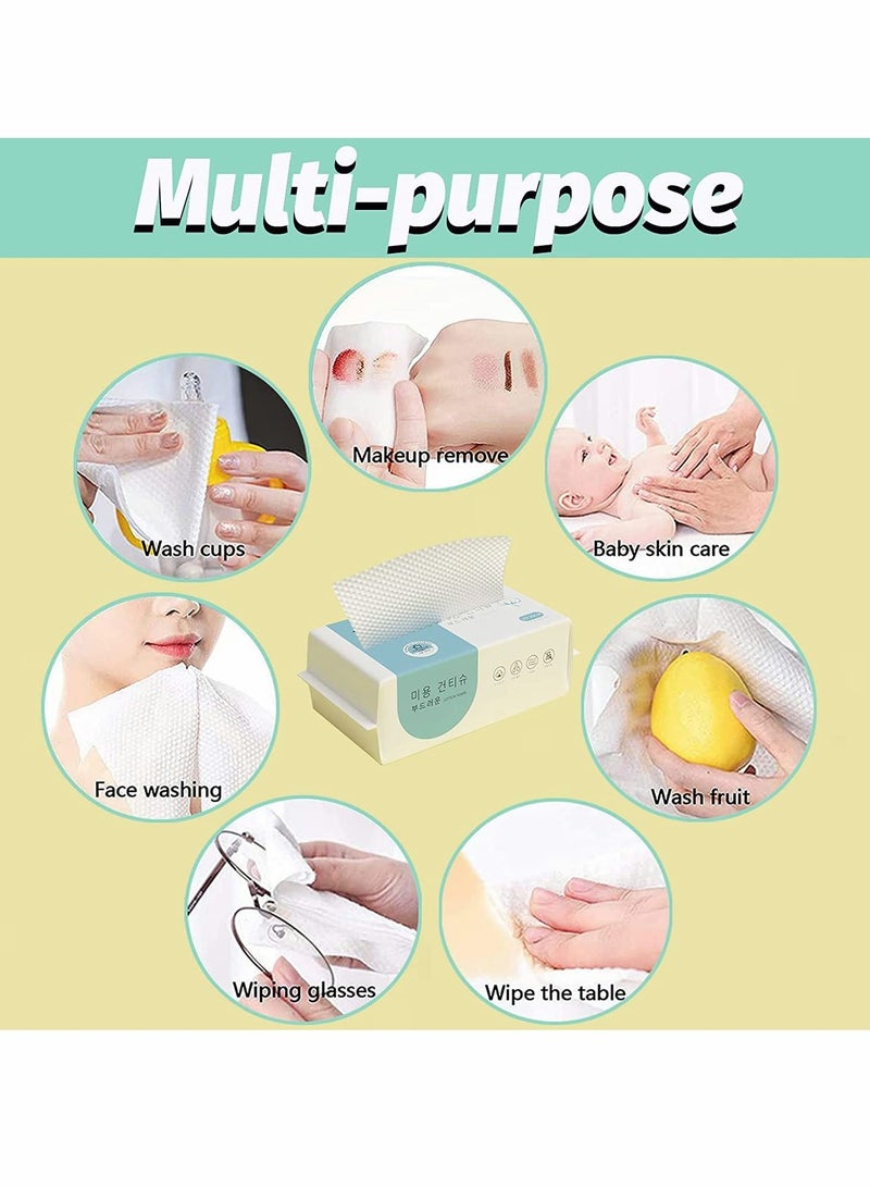 Disposable Face Towel, Deeply Cleansing Cotton Tissue Soft Cotton Dry Facial Tissue for Skincare Facial Cleansing Makeup Removing Surface Cleaning 2 Pack(200 Count) - Image 4