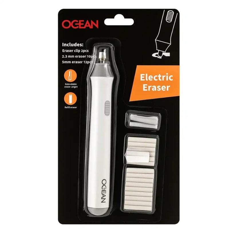 Ocean Automatic Electric Eraser Kit With 2pcs Eraser Clip, 10pcs 2.3mm Eraser and 12pcs 5mm Eraser