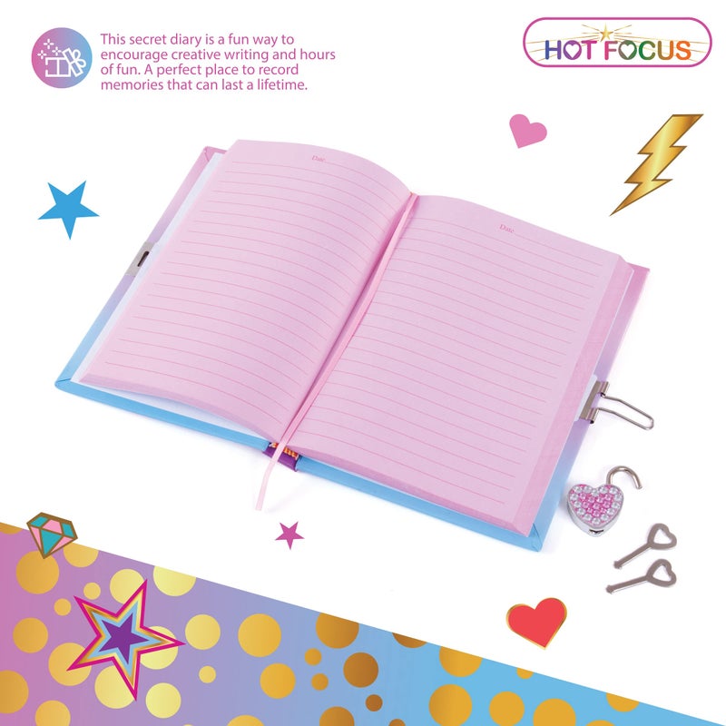 Hot Focus Unicorn Secret Diary with Lock â€“ 7â€ Journal Notebook with 300 Double Sided Lined Pages, Padlock and Two Keys for Kids - Image 4