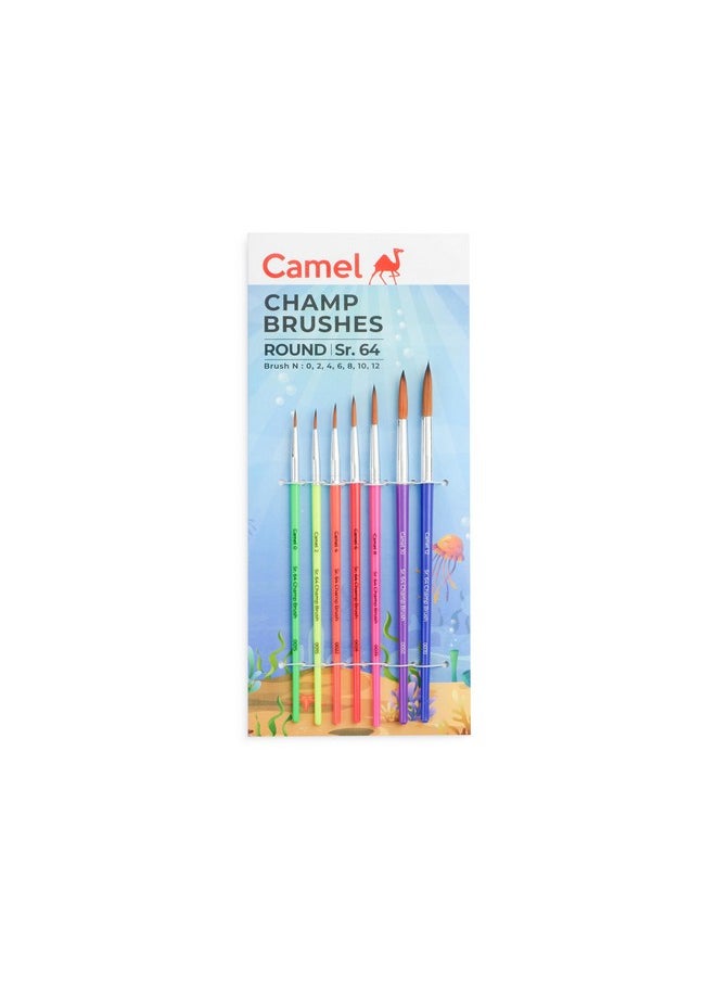 camel - Camlin Champ Round Brush Set - Pack Of 7 (Multicolor) - Image 1