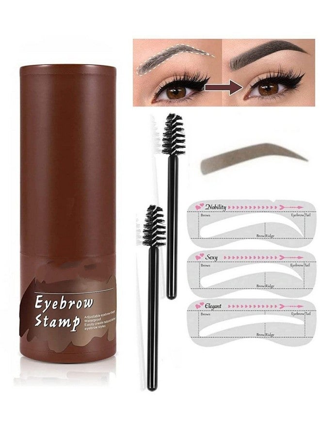 SUNISA Eyebrow Stamp And Eyebrow Stencil Kit Eyebrow Stamp And Shaping Kit For Perfect Brow 3 Eyebrow Stamp Stencils Kit And 2 Eyebrow Brushes Longlasting Waterproof (Brown) - Image 1