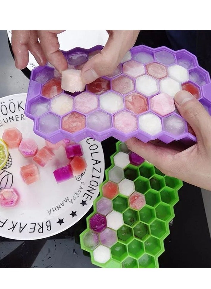 Generic - Multi-Colored 37-Hole Ice Cube Set With Plastic Lids Multicolour One Size - Image 1