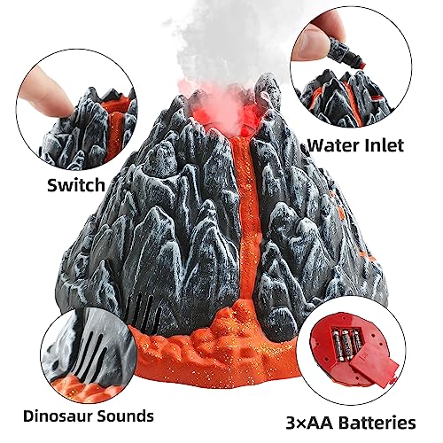 DINOBROS Volcano Toy for Kids 3-5, Mist-spouting Volcano Model with Dinosaur Sounds, Simulated Volcano Gifts for Boys and Girls - Image 3