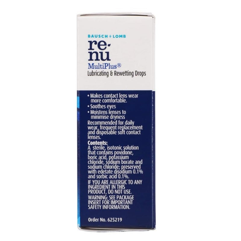 Renu Renu MultiPlus Lubricating and Rewetting Soft Eye Contact Lens Drops 027 Fluid Ounces Pack of 4 