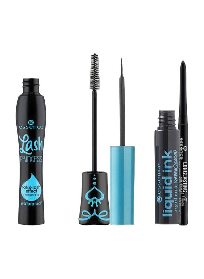 Essence ماسكارا لASH برينسيس فوليوم فالس إيفكت 02 أسود + قلم عيون طويل الأمد 01 حمى الأسود + كحل سائل مقاوم للماء أسود - Image 1