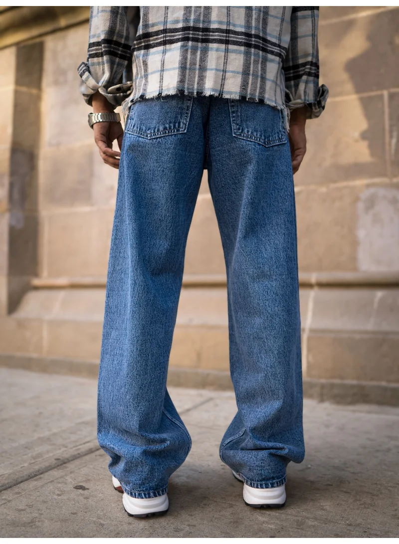 Maniac Maniac Mens Solid Baggy Deep Ocean Denim Fabric Jean