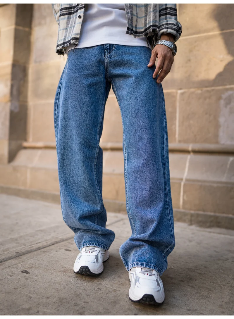Maniac  Maniac Mens Solid Baggy Deep Ocean Denim Fabric Jean for Men | Best Price UAE