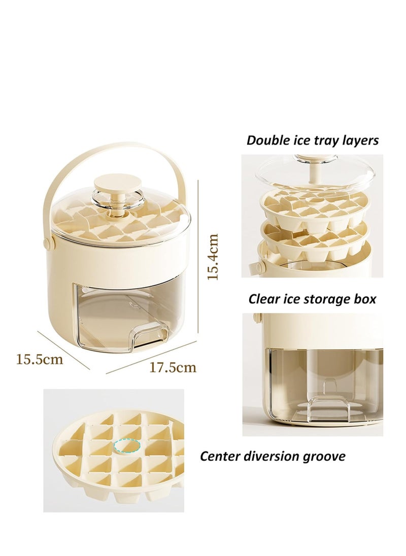 Golden - Ice Cube Trays, 40 Grides Ice Cube Mold with Lid and Storage Bin for Freezer, Portable Press the Demoulding Ice Maker for Drinks, Beer, Coffee and Friuts - Image 1