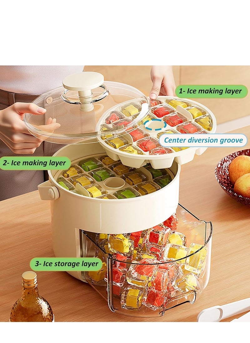 Golden - Ice Cube Trays, 40 Grides Ice Cube Mold with Lid and Storage Bin for Freezer, Portable Press the Demoulding Ice Maker for Drinks, Beer, Coffee and Friuts - Image 1