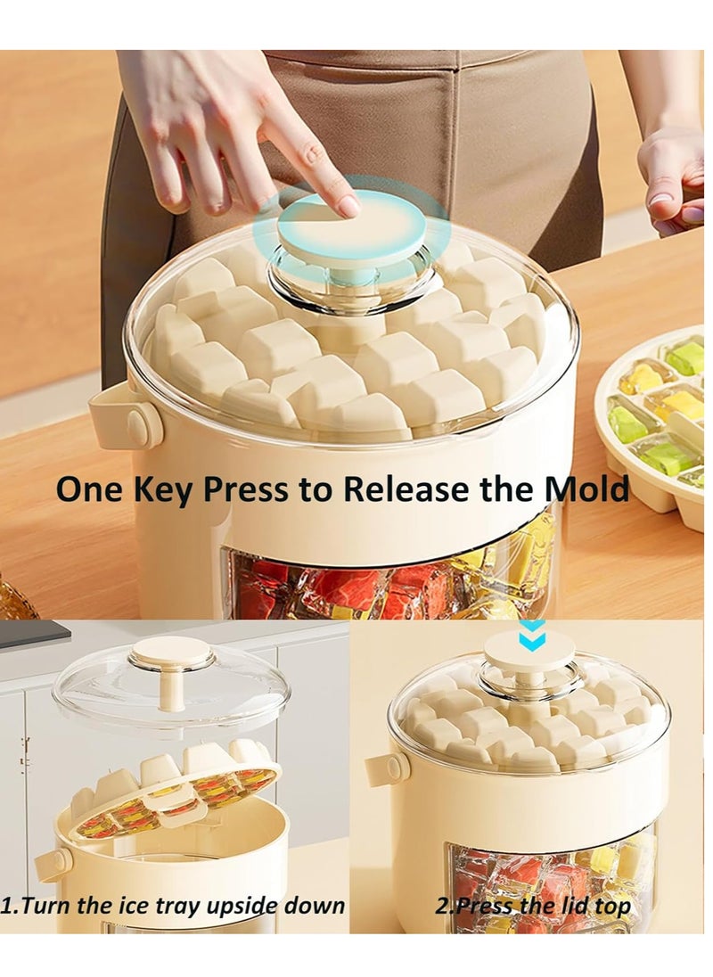 Golden - Ice Cube Trays, 40 Grides Ice Cube Mold with Lid and Storage Bin for Freezer, Portable Press the Demoulding Ice Maker for Drinks, Beer, Coffee and Friuts - Image 1