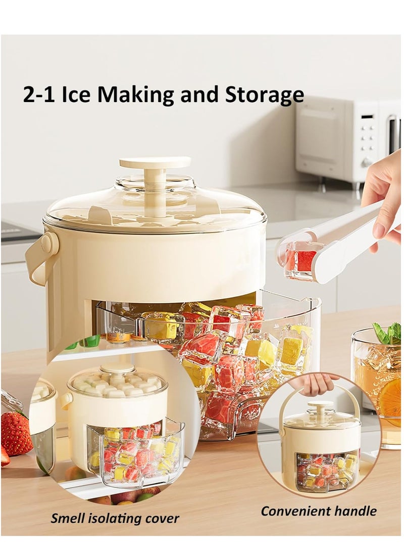 Golden - Ice Cube Trays, 40 Grides Ice Cube Mold with Lid and Storage Bin for Freezer, Portable Press the Demoulding Ice Maker for Drinks, Beer, Coffee and Friuts - Image 1