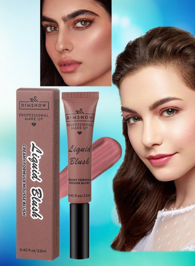 DIMSHOW Liquid Blush Creamy Formula Mousse Blush Creamy Liquid Matte Finish Blusher Face Beauty Makeup Liquid Tinted Mousse Blush Eyeshadow and Lipstick Long Wearing Moisturizing Blush 01 - Image 1
