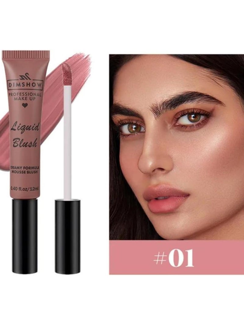 DIMSHOW Liquid Blush Creamy Formula Mousse Blush Creamy Liquid Matte Finish Blusher Face Beauty Makeup Liquid Tinted Mousse Blush Eyeshadow and Lipstick Long Wearing Moisturizing Blush 01 - Image 2