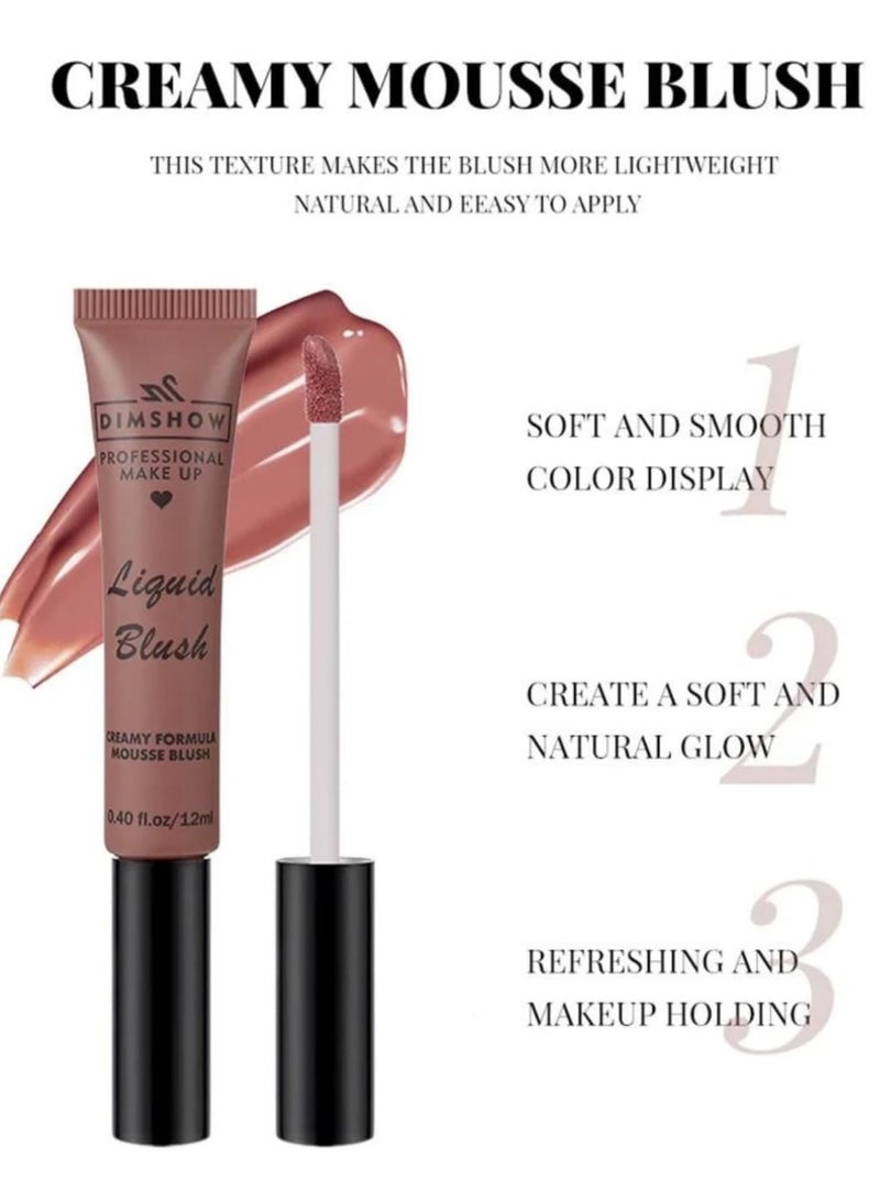 DIMSHOW Liquid Blush Creamy Formula Mousse Blush Creamy Liquid Matte Finish Blusher Face Beauty Makeup Liquid Tinted Mousse Blush Eyeshadow and Lipstick Long Wearing Moisturizing Blush 01 - Image 4