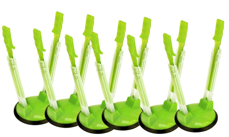 SIMXEN Baggy Rack Holder Zip Lock Bag Holder Stand Reusable Food Storage Bag Holder Adjustable Ziplock Bag Drying Rack Plastic Bag Holder Clip Bag Holders for Food Prep (GREEN) (6PCS) - Image 1