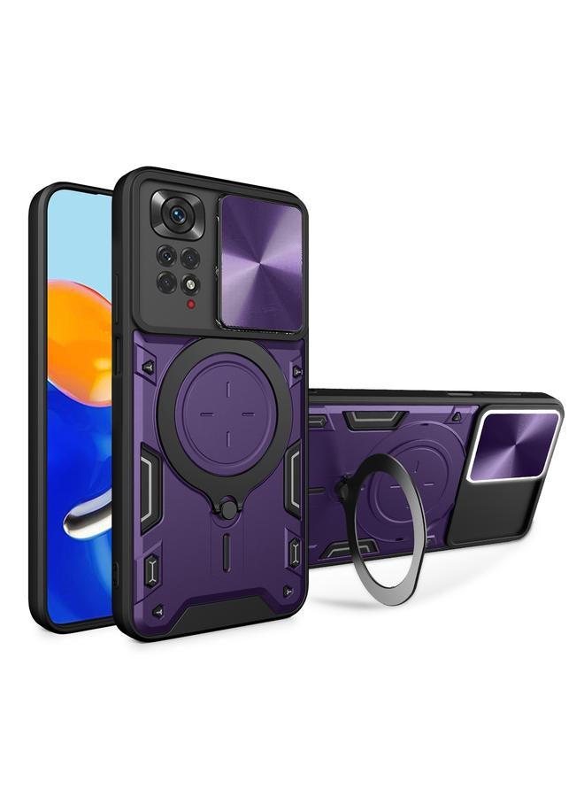 Case For Xiaomi Redmi Note 11 4G CD Texture Sliding Camshield Magnetic Holder Phone Case