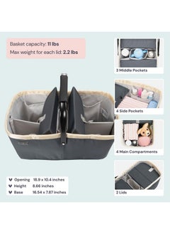BabbleRoo BabbleRoo Diaper Caddy: Large Capacity Diaper Organizer Basket, Perfect for Storing Baby Wipes, Diapers & Baby Essentials. Spacious, Convenient for Parents of Newborn Babies - Black  - Image 2