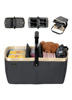 BabbleRoo BabbleRoo Diaper Caddy: Large Capacity Diaper Organizer Basket, Perfect for Storing Baby Wipes, Diapers & Baby Essentials. Spacious, Convenient for Parents of Newborn Babies - Black  - Image 1