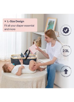 BabbleRoo BabbleRoo Diaper Caddy: Large Capacity Diaper Organizer Basket, Perfect for Storing Baby Wipes, Diapers & Baby Essentials. Spacious, Convenient for Parents of Newborn Babies - Black  - Image 3