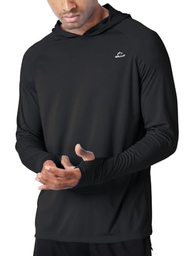 Willit Men's UPF 50+ Sun Protection Hoodie Lightweight Long Sleeve Fishing Shirt Loose Fit Swim Rash Guard Black XXXL - Image 1