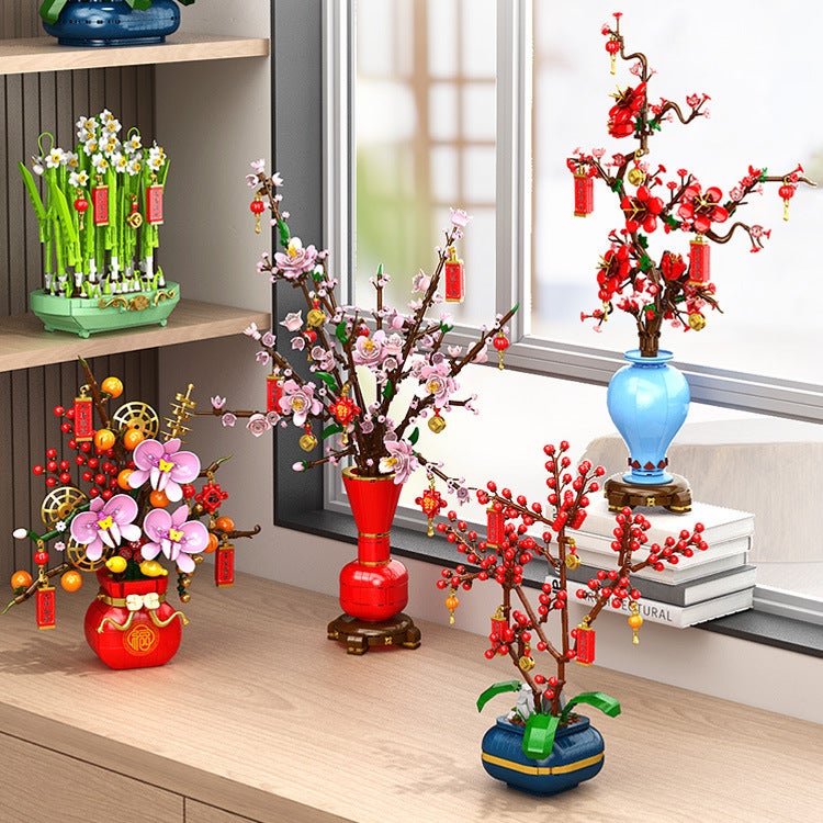 Compatible With Lego Spring Festival National Tide Building Blocks Orange Flower Tree Spring Festival New Year Goods Lion Dance Toy Ornaments New Year Gift - Image 3