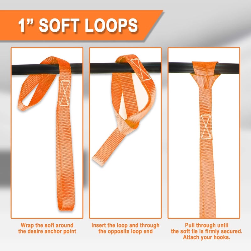 Cartman Soft Loop Tie-Down Straps, 6pk x 18in, 3600lbs - Image 5