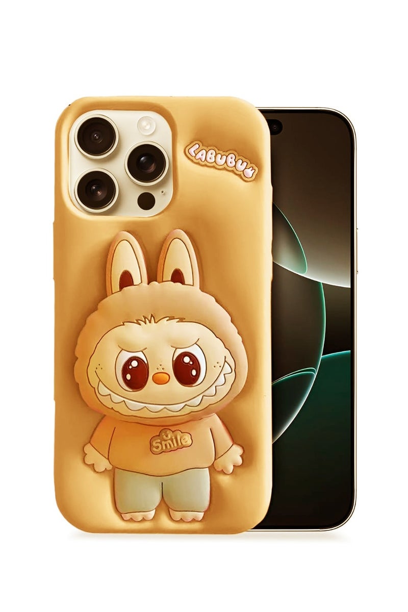 Labubu iPhone 16 Pro Max Case with 3D Holder – Cute Pop-up Silicone Shockproof Case, Full Protective Soft Cover with Unique Cartoon Design - Image 1