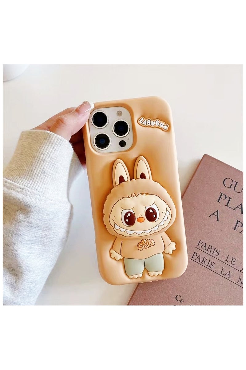 Labubu iPhone 16 Pro Max Case with 3D Holder – Cute Pop-up Silicone Shockproof Case, Full Protective Soft Cover with Unique Cartoon Design - Image 2