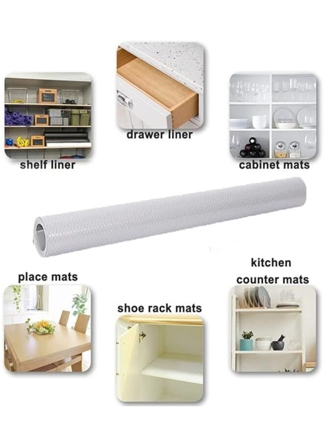 MahMir Shelf Liner 3 Rolls 150x45cm Non-Slip Non-Adhesive Drawer Liner EVA Clear Cupboard Cabinet Pad Mat for Kitchen Cabinet, Shelves, Refrigerator, Storage, Desks ( Grey )  - Image 3