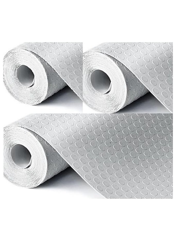MahMir Shelf Liner 3 Rolls 150x45cm Non-Slip Non-Adhesive Drawer Liner EVA Clear Cupboard Cabinet Pad Mat for Kitchen Cabinet, Shelves, Refrigerator, Storage, Desks ( Grey )  - Image 1