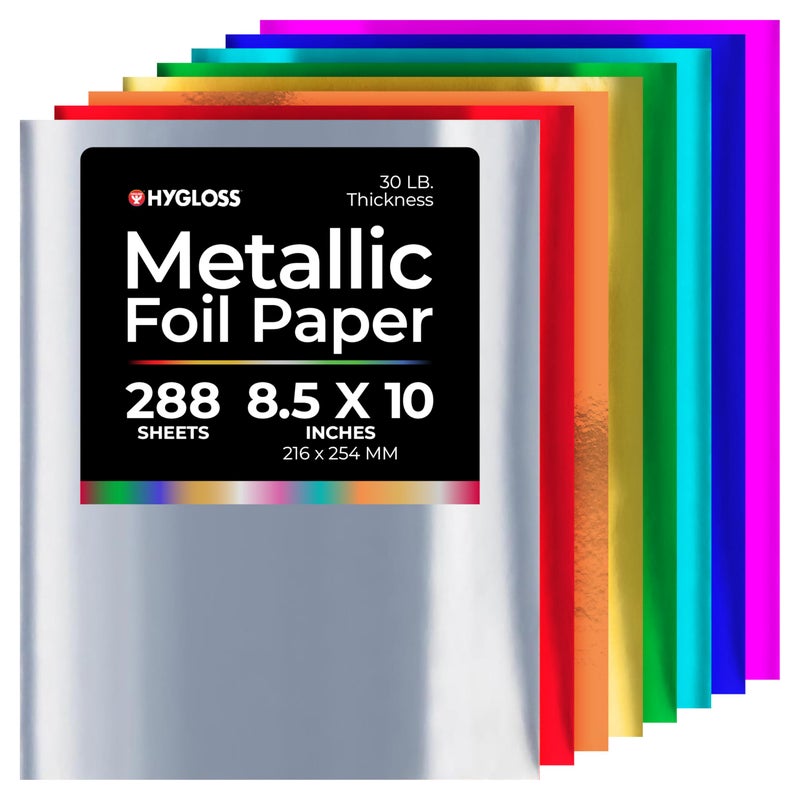 Hygloss Metallic Foil Paper 288 Sheets 8 Assorted Metallic Foil Paper 85x10 Inches Ideal Foil Papers for Crafts Shiny Craft Paper Sheets
