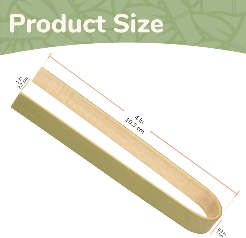 BambooMN 3.9" Mini Bamboo Disposable Tongs - Eco-Friendly Toast Tongs - 20 Pack - Image 2