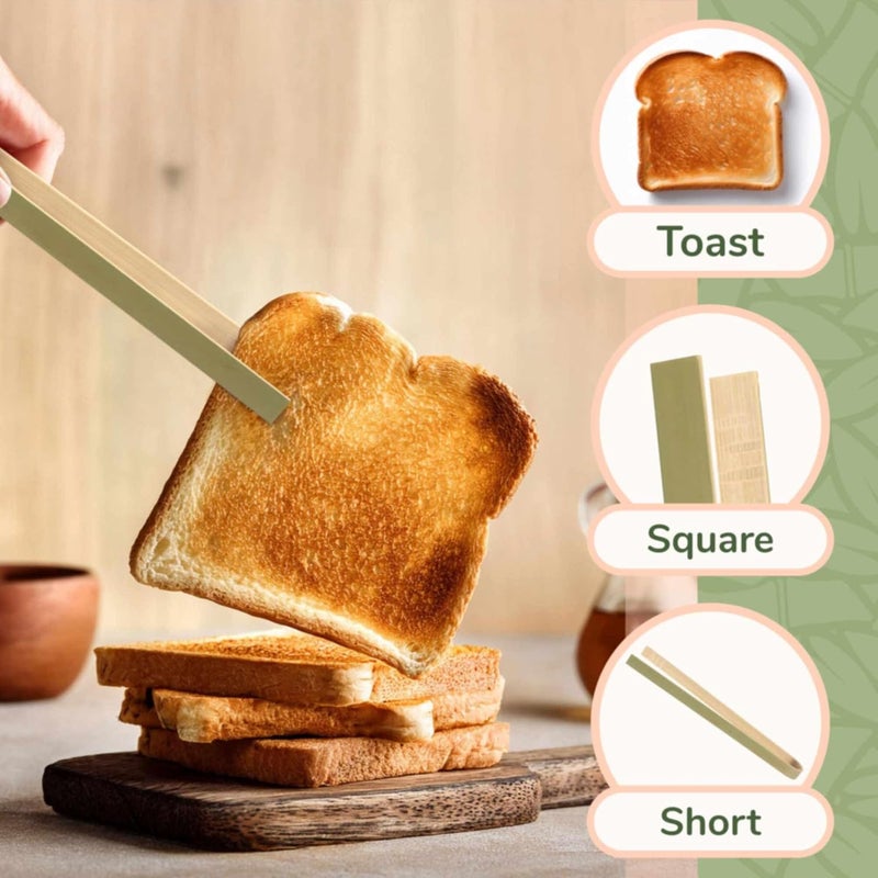 BambooMN 3.9" Mini Bamboo Disposable Tongs - Eco-Friendly Toast Tongs - 20 Pack - Image 5