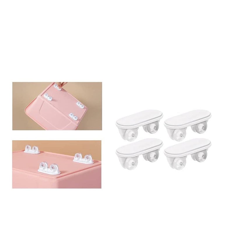 SEMITO SEMITO Adhesive Caster Wheels Non Swivel Castors Furniture Storage Box Pulley Plastic Wheels for Trash Can Baby Toys Car Cloth Bin Container Cabinet Drawer Moving Carton Double RoundWhite 4 - Image 1