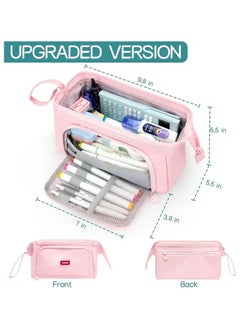 ANGOO High Capacity Pencil Case, Organizer Bag for Markers and Cosmetic, Cute Pencil Pouch For Girls, Boys and Students, Office Supplies, Portable Daily Supplies with Easy Grip Handle, Gift for Kids and Adults, Green  - Image 3