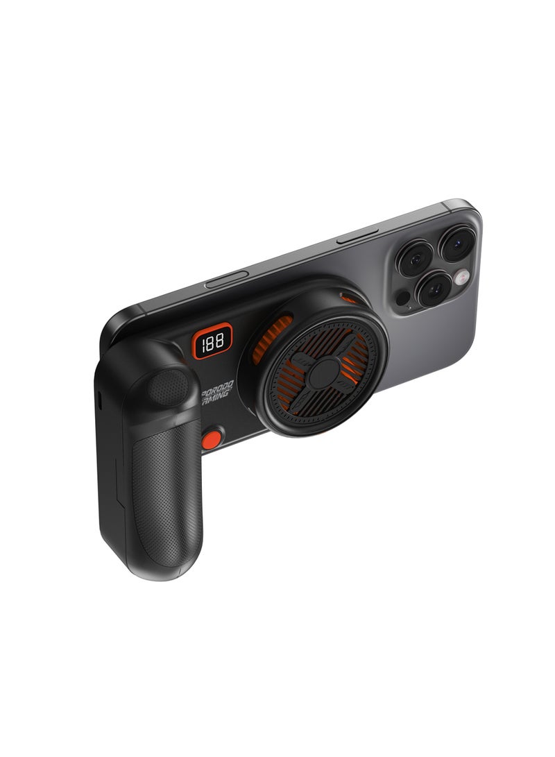 بورودو مبرد الهاتف المغناطيسي Arcticchill مع مروحة هادئة للغاية / تشغيل منخفض الضوضاء / تصميم مقاوم للانزلاق / 90 دقيقة من وقت التشغيل / بطارية قابلة لإعادة الشحن / مروحة عالية السرعة - أسود/برتقالي - Image 2