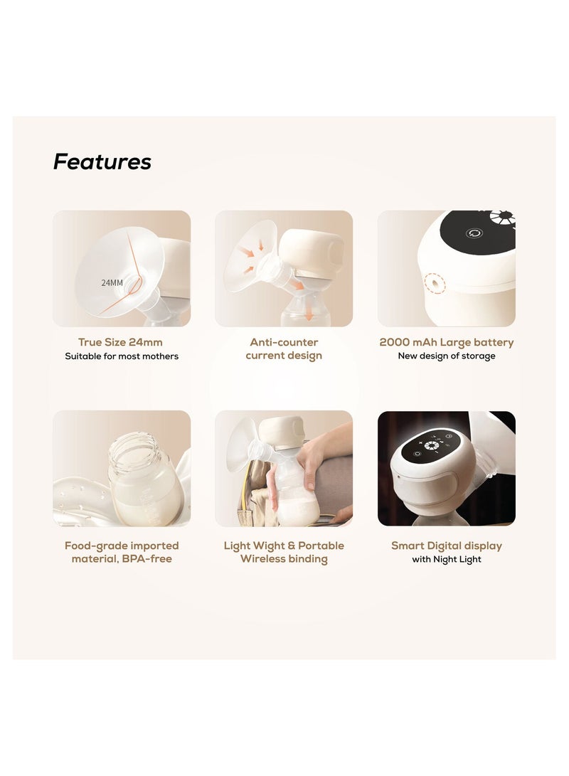 Nurtur Cozi Lite Double Electric Breast Pump, LCD Display, Small And Light weight Extractor Gifts for New Mom Milk suction, White, 180ml, Pack of 2 - Image 2