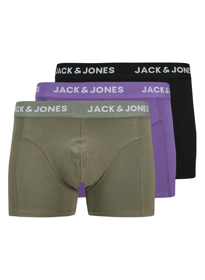 JACK & JONES Jack & Jones Pack of 3 - Solid Printed Waistband Trunk  - Image 1