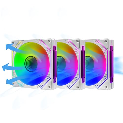 PANO-MOUNTS 120mm ARGB Fan Infinity Mirror Reverse Airflow 5V 3Pin Addressable RGB PWM PC Computer Water Cooler CPU Case Fan 600-1800RPM White 3-Pack - Image 1