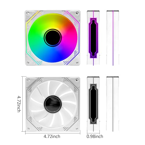 PANO-MOUNTS 120mm ARGB Fan Infinity Mirror Reverse Airflow 5V 3Pin Addressable RGB PWM PC Computer Water Cooler CPU Case Fan 600-1800RPM White 3-Pack - Image 2