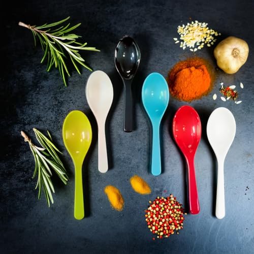 SBA PRIME Naama Melamine Masala Spoon Set | Pack of 10 Small Spoons for Spices Herbs Seasonings | Durable Melamine Tea Spoon Set | Lightweight & Reusable Kitchen Utility Spoons - Image 2