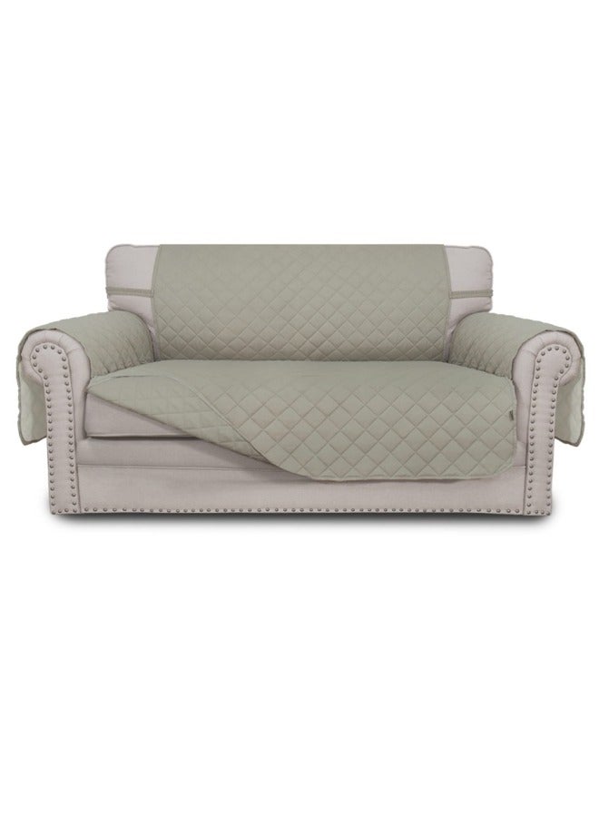 KYD Sofa Cover 2 Seater Medium Loveseat Chair Sofa Slipcover Wrinkle-free Reversible Sofa Cover Water Resistant Couch Cover Furniture Protector Cover with Elastic Straps Beige  - Image 1